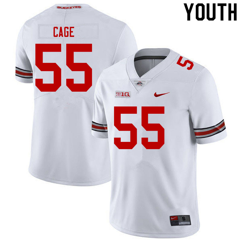 Youth #55 Jerron Cage Ohio State Buckeyes College Football Jerseys Sale-White